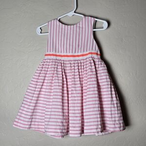 Jacadi Paris Toddler Dress 24 Mo Pink Striped Lined 100% Cotton Adorable